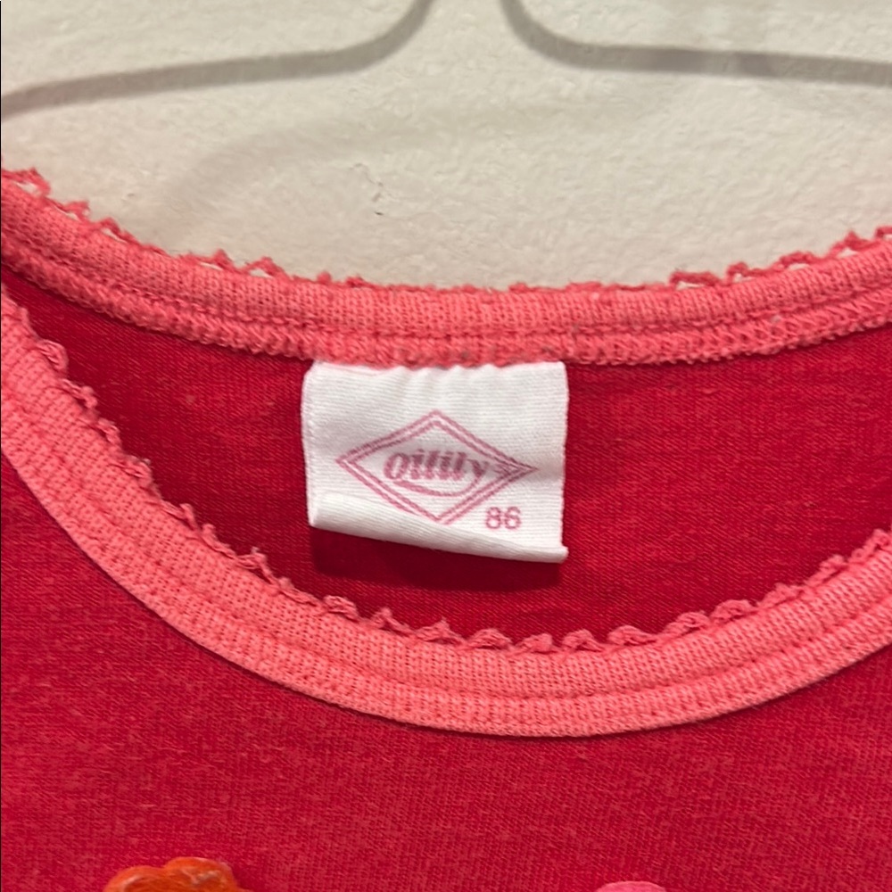 Oilily Long-Sleeve Logo Spell-out Red Shirt button Embellishments girls Sz 86 - Picture 3 of 12